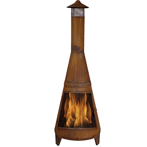 70-Inch Rustic Steel Chiminea with Rain Cap