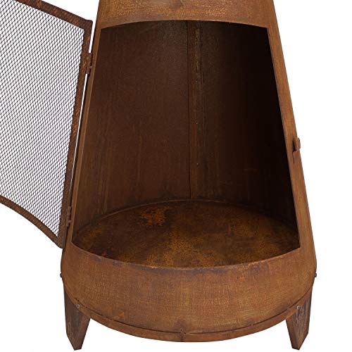 70-Inch Rustic Steel Chiminea with Rain Cap