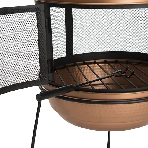 Lima Copper and Black Outdoor Chiminea