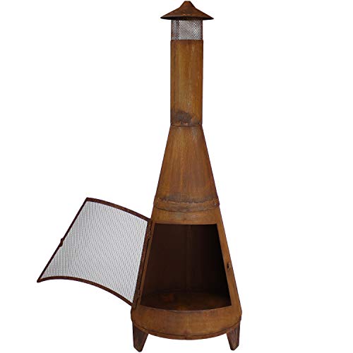 70-Inch Rustic Steel Chiminea with Rain Cap