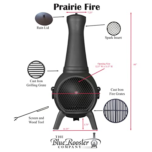 Blue Rooster Prairie Fire Outdoor Wood Burning Chiminea