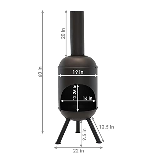 Sunnydaze 5-Foot Black Steel Modern Chiminea