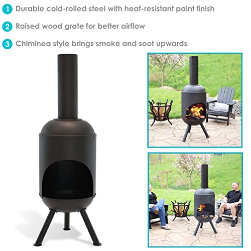 Sunnydaze 5-Foot Black Steel Modern Chiminea
