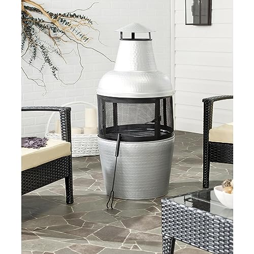 Safavieh Cartagena Silver and Black Outdoor Chiminea