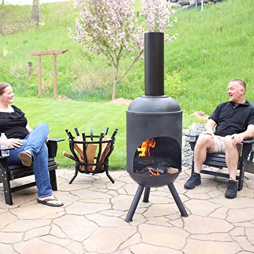 Sunnydaze 5-Foot Black Steel Modern Chiminea