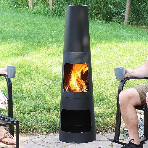 Sunnydaze 49-Inch Heavy-Duty Black Steel Chiminea