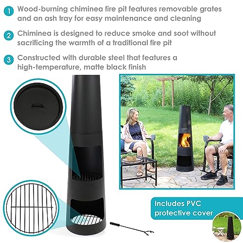 Sunnydaze 49-Inch Heavy-Duty Black Steel Chiminea