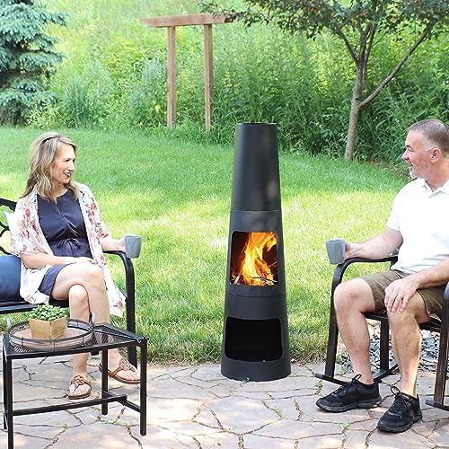 Sunnydaze 49-Inch Heavy-Duty Black Steel Chiminea