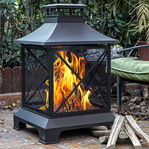 Florise 24” Square Outdoor Wood Burning Fire Pit
