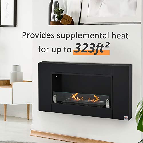 HOMCOM Black Wall-Mounted Ethanol Fireplace, 43.25