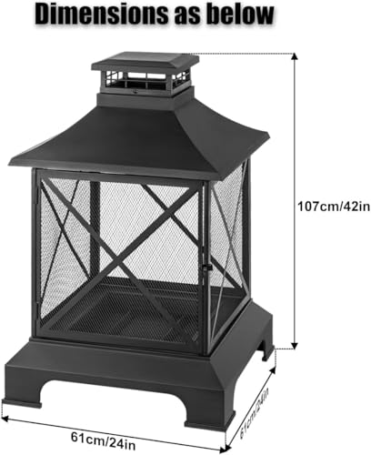 Florise 24” Square Outdoor Wood Burning Fire Pit