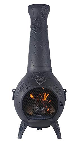 Charcoal Blue Rooster Grape Cast Aluminum Chiminea