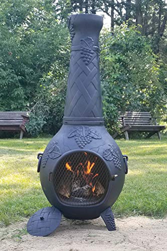 Charcoal Blue Rooster Grape Cast Aluminum Chiminea