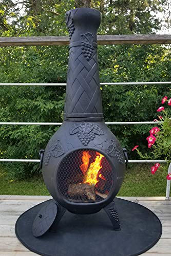 Charcoal Blue Rooster Grape Cast Aluminum Chiminea
