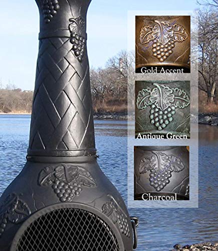 Charcoal Blue Rooster Grape Cast Aluminum Chiminea