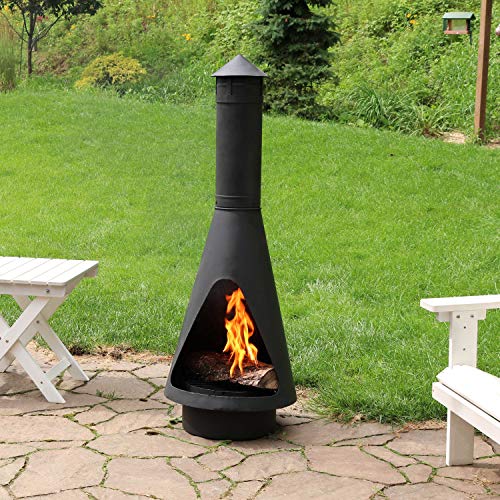 Sunnydaze 56-Inch Black Steel Heavy-Duty Chiminea