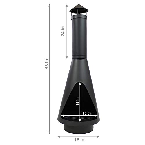 Sunnydaze 56-Inch Black Steel Heavy-Duty Chiminea