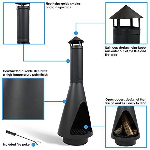 Sunnydaze 56-Inch Black Steel Heavy-Duty Chiminea