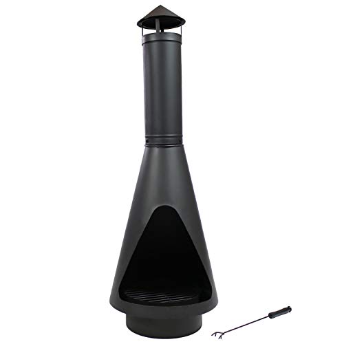 Sunnydaze 56-Inch Black Steel Heavy-Duty Chiminea