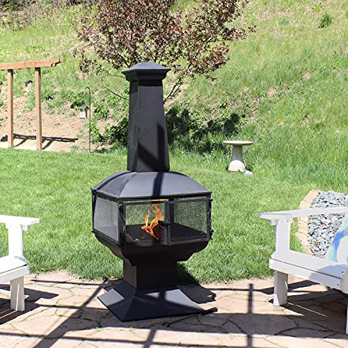 Sunnydaze 57-Inch Black Steel Outdoor Chiminea
