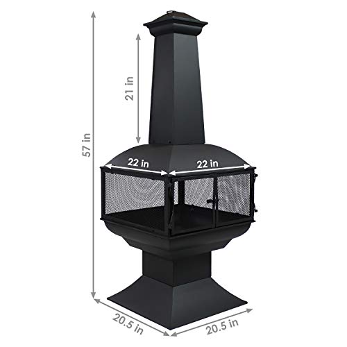Sunnydaze 57-Inch Black Steel Outdoor Chiminea