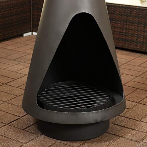 Sunnydaze 56-Inch Black Steel Heavy-Duty Chiminea