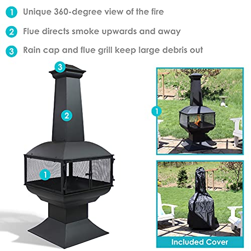 Sunnydaze 57-Inch Black Steel Outdoor Chiminea