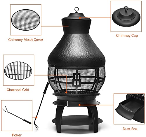 AFSTAR Outdoor Cast Iron Chiminea Fire Pit