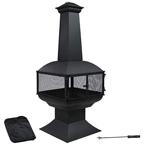 Sunnydaze 57-Inch Black Steel Outdoor Chiminea