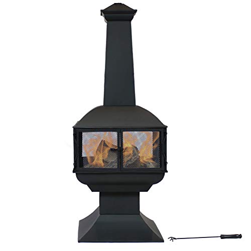 Sunnydaze 57-Inch Black Steel Outdoor Chiminea