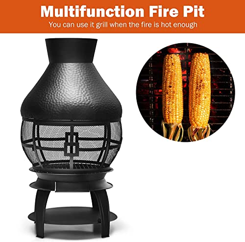 AFSTAR Outdoor Cast Iron Chiminea Fire Pit