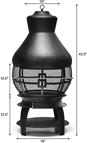 AFSTAR Outdoor Cast Iron Chiminea Fire Pit