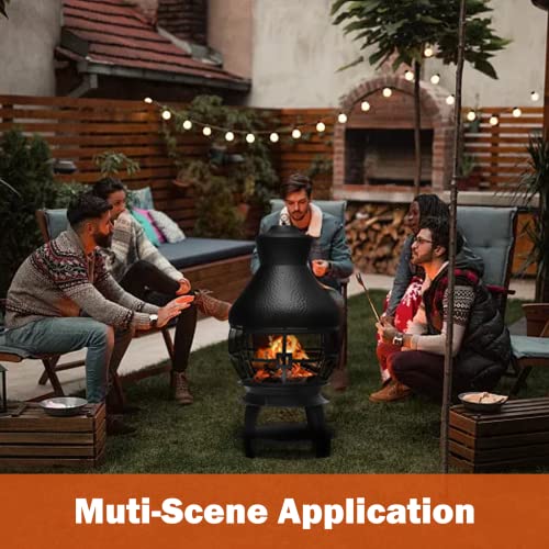 Vintage Outdoor Metal Chiminea Fireplace with Fire Pit