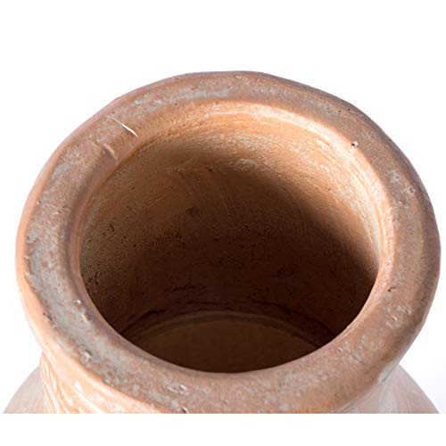 Beige Clay Chiminea Outdoor Fireplace with Metal Stand