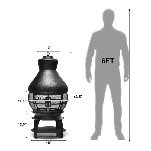Vintage Outdoor Metal Chiminea Fireplace with Fire Pit