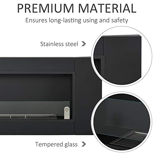 HOMCOM Black Wall-Mounted Ethanol Fireplace, 43.25