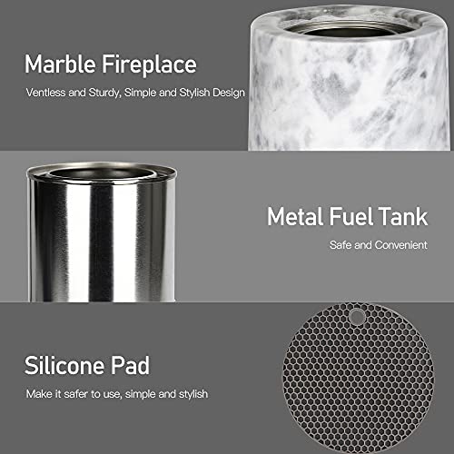 Marble Tabletop Fire Pit for Indoor & Outdoor Use