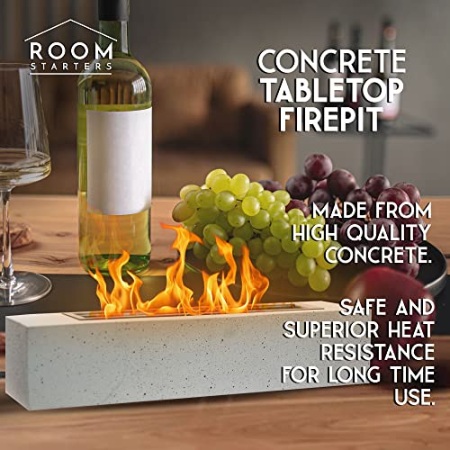 White Bioethanol Concrete Tabletop Fire Pit