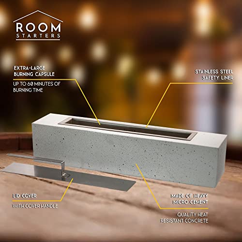 White Bioethanol Concrete Tabletop Fire Pit