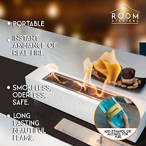 White Bioethanol Concrete Tabletop Fire Pit