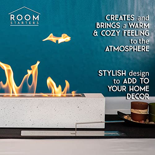 White Bioethanol Concrete Tabletop Fire Pit