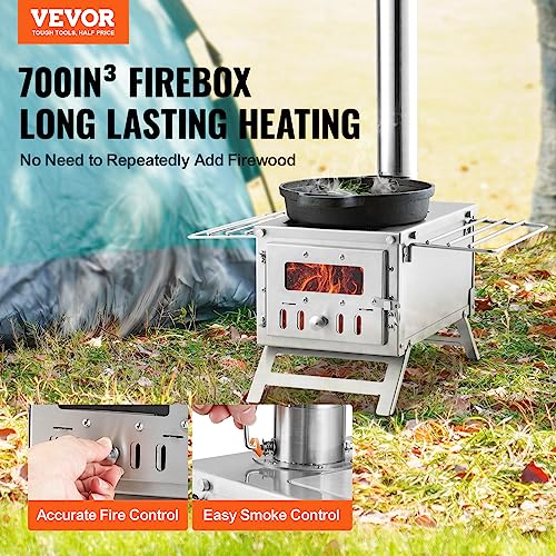 VEVOR Portable Stainless Steel Camping Wood Stove