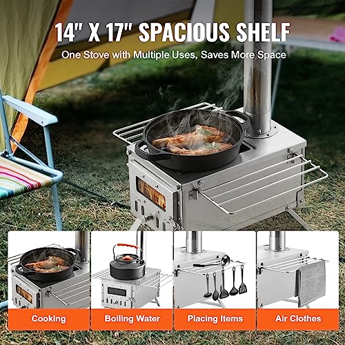 VEVOR Portable Stainless Steel Camping Wood Stove