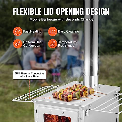 VEVOR Portable Stainless Steel Camping Wood Stove