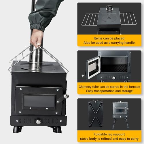 Portable Wood Burning Camping Stove with Chimney