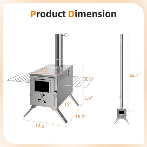 Portable Stainless Steel Wood Burning Tent Stove