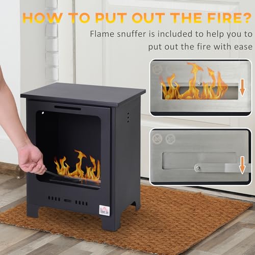 HOMCOM Freestanding 19.75" Ethanol Fireplace Stove