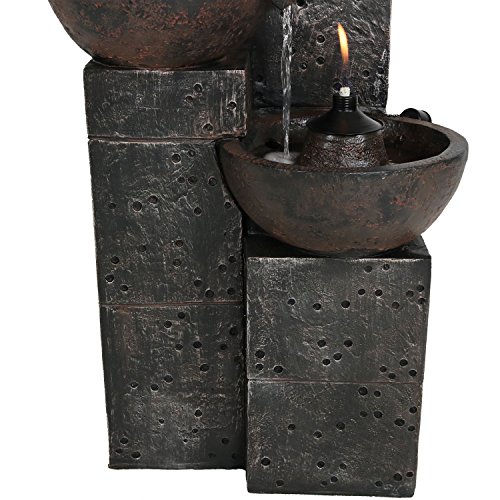 Sunnydaze 34-Inch 3-Tier Fountain with Fire Torches