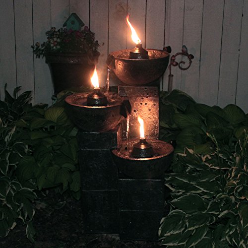 Sunnydaze 34-Inch 3-Tier Fountain with Fire Torches