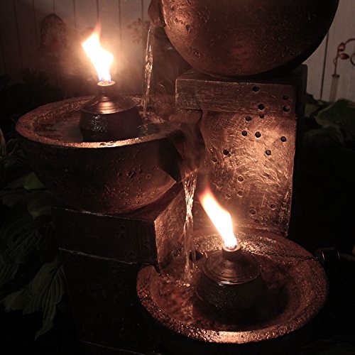 Sunnydaze 34-Inch 3-Tier Fountain with Fire Torches